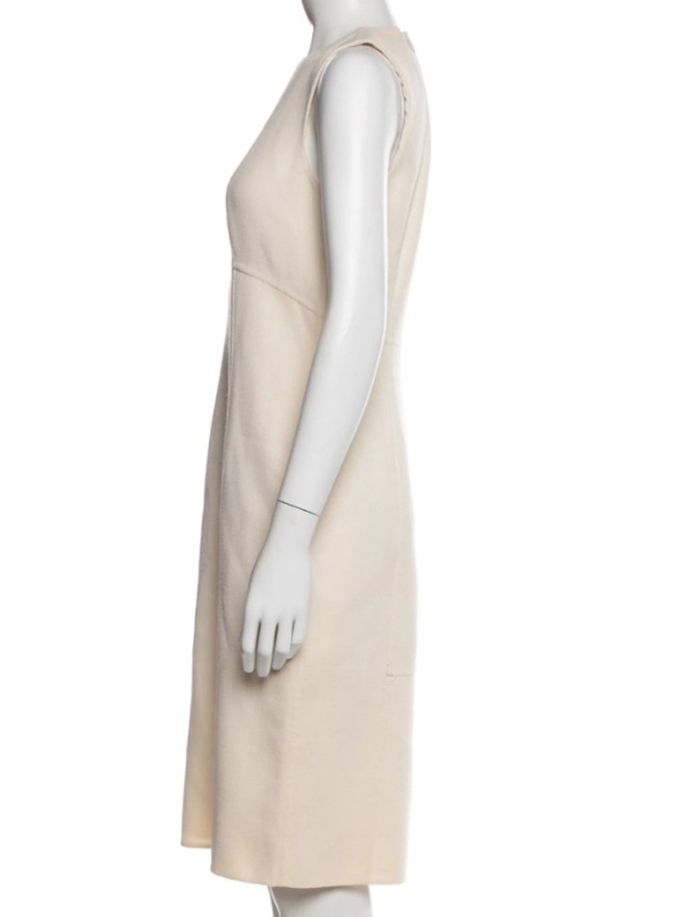 Chado by Ralph Rucci Wool Cream Sheath Dress - Elegant Professional Style - Picture 4 of 13